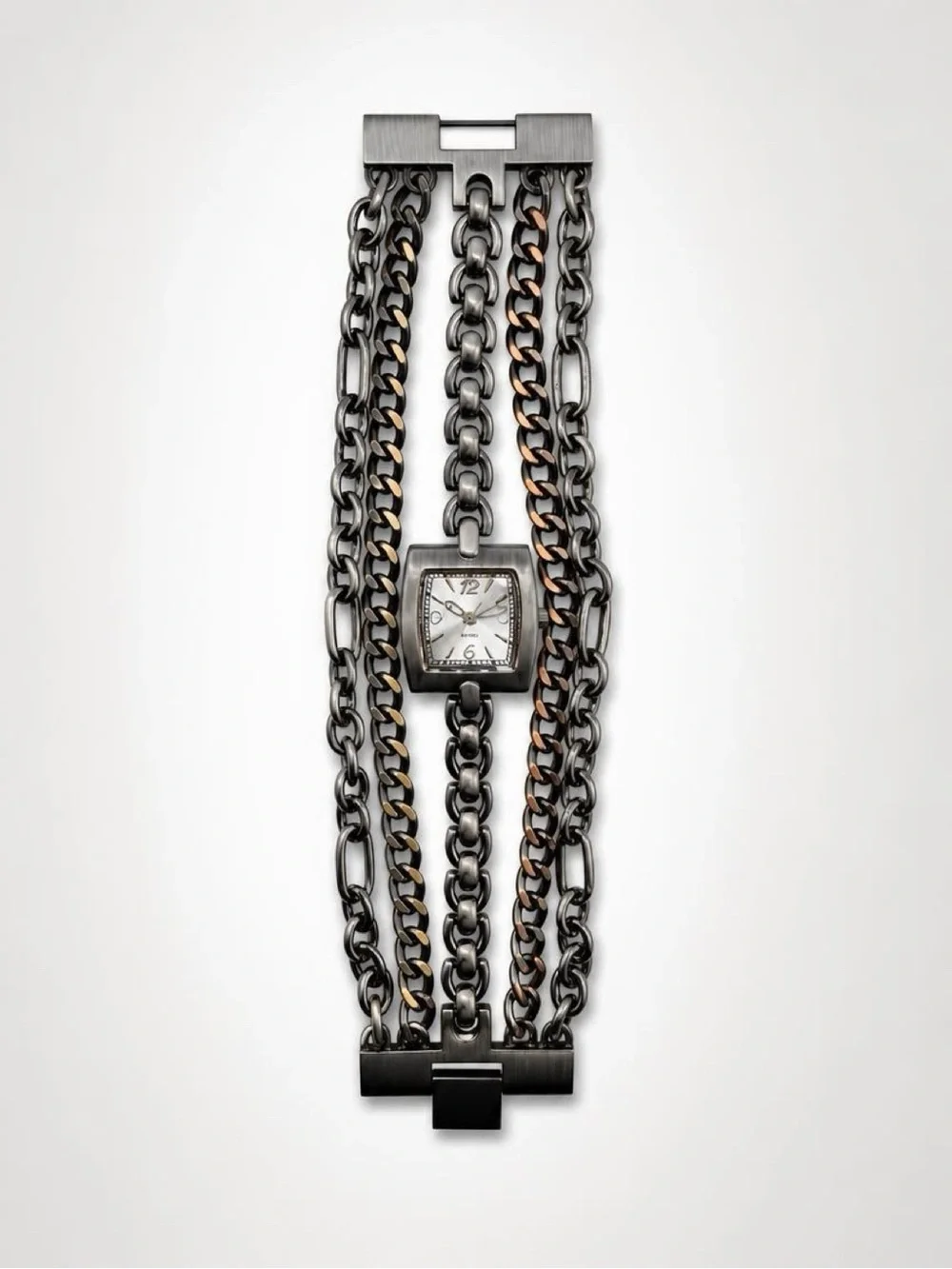 Decree Multi-Chain Gunmetal and Rose Gold Accent Women's Bracelet Watch 1105